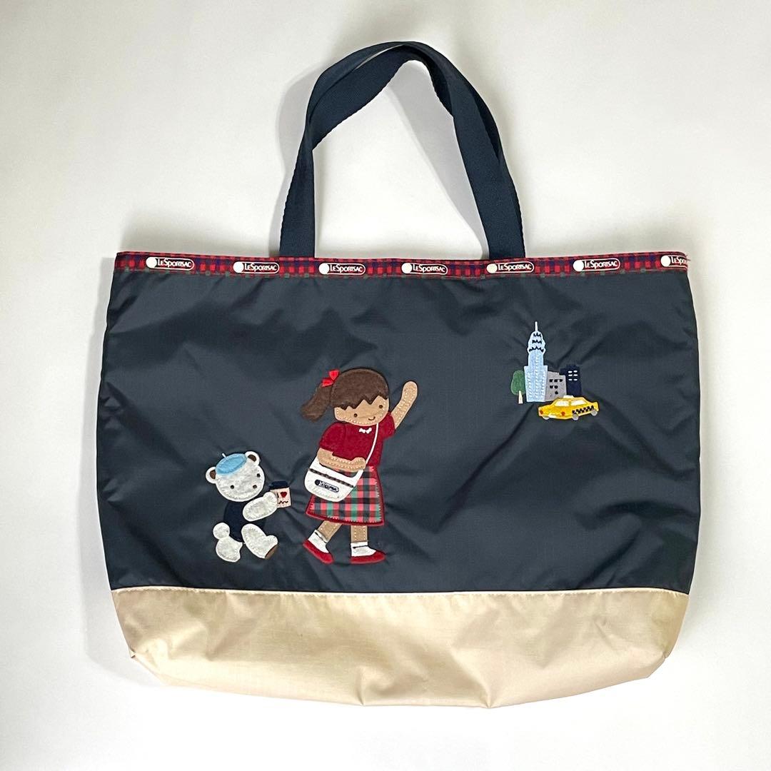 familiar✖️レスポートサック　刺繍トートバッグ ネイビー