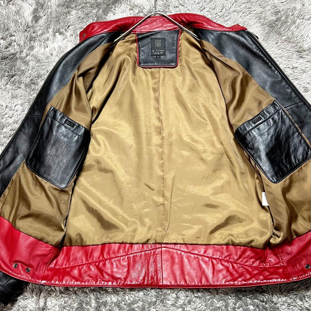 g-stage メンズ ラムレザー シングルライダースジャケット Lサイズ