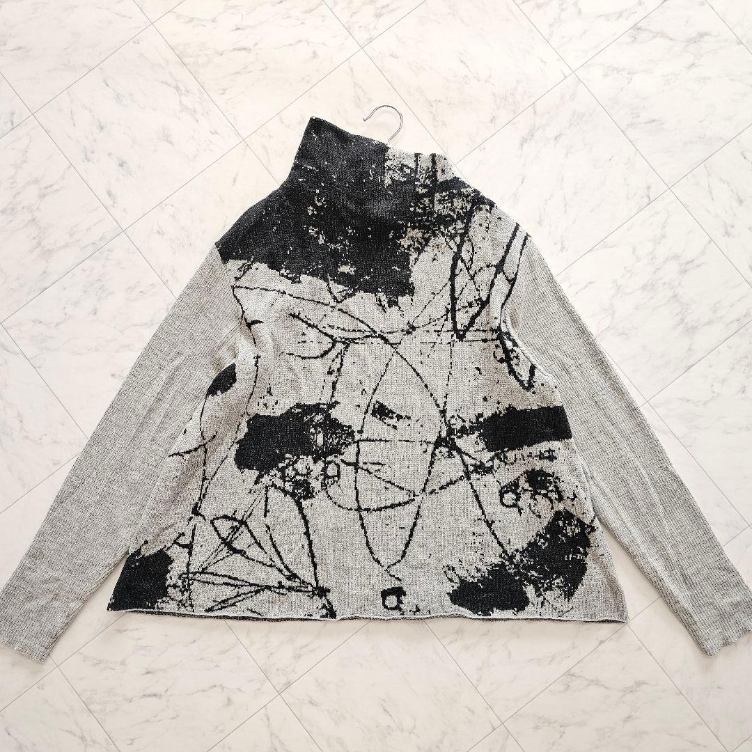 芽風 メフウ センソユニコ 変形 アシンメトリー 総柄 ニット プルオーバー