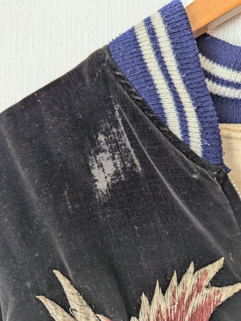 50s~60s スカジャン スーベニアジャケット 別珍 ベロア 黒 ブラック 鷲