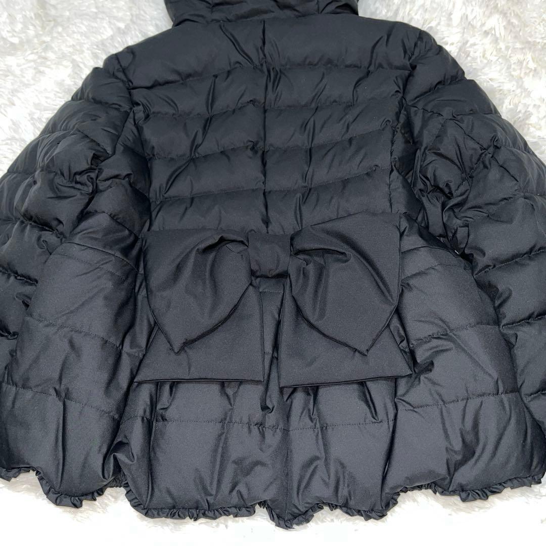 新品　フランシュリッペ ブラック ダウンコート パール　ファー　リボン　黒 M