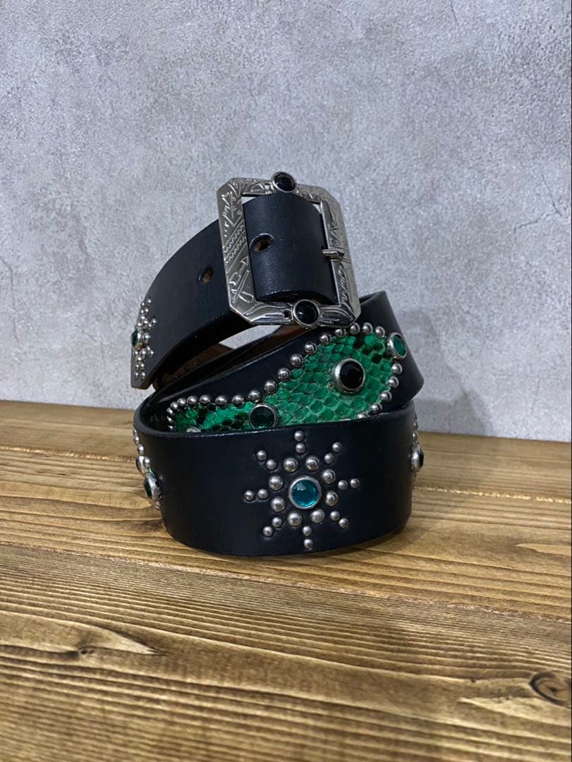 010 本革 W36 スタッズ ベルト ビンテージ ヴィンテージ HTC