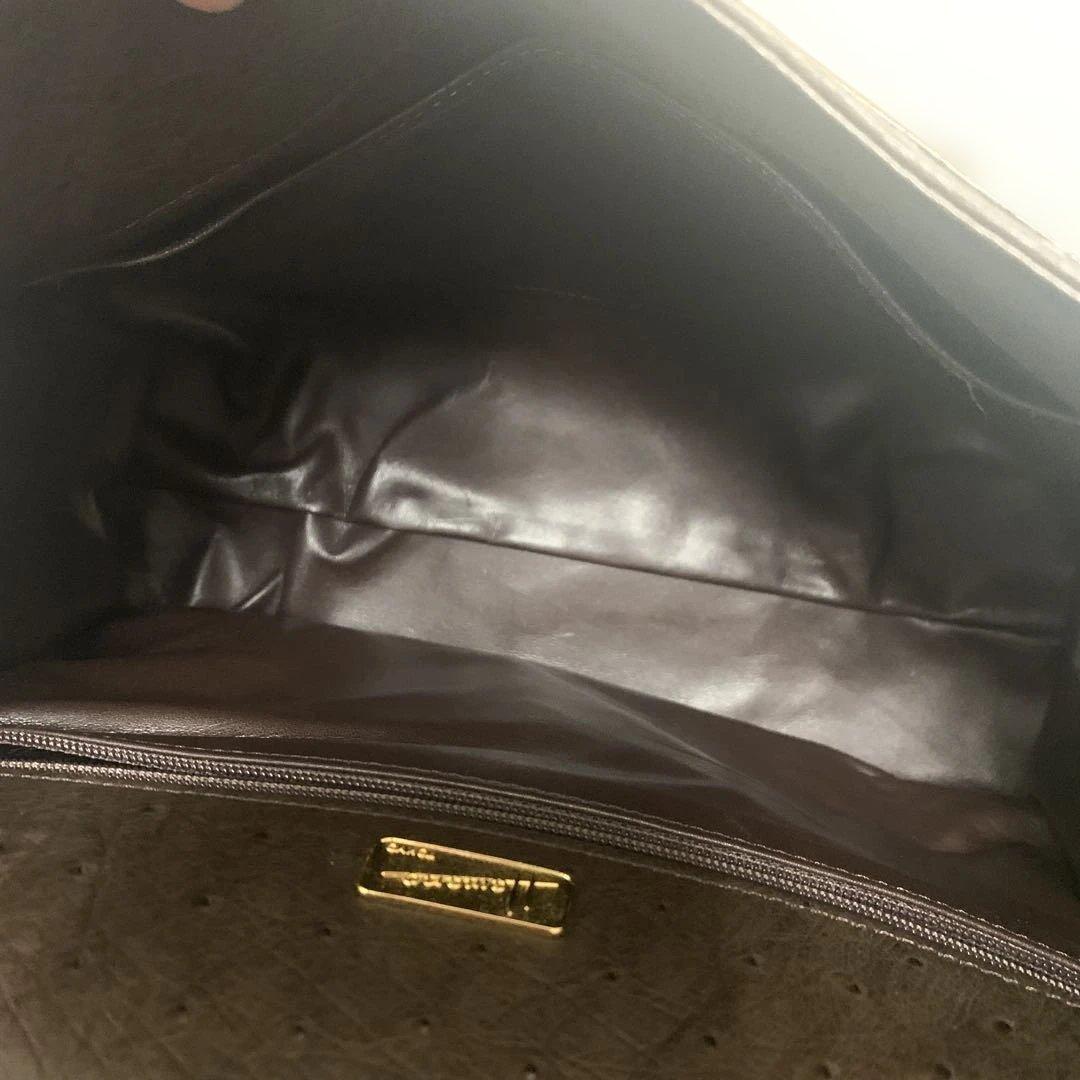 【美品】HAMANO オーストリッチ ブラウン レザー ハンドバッグ