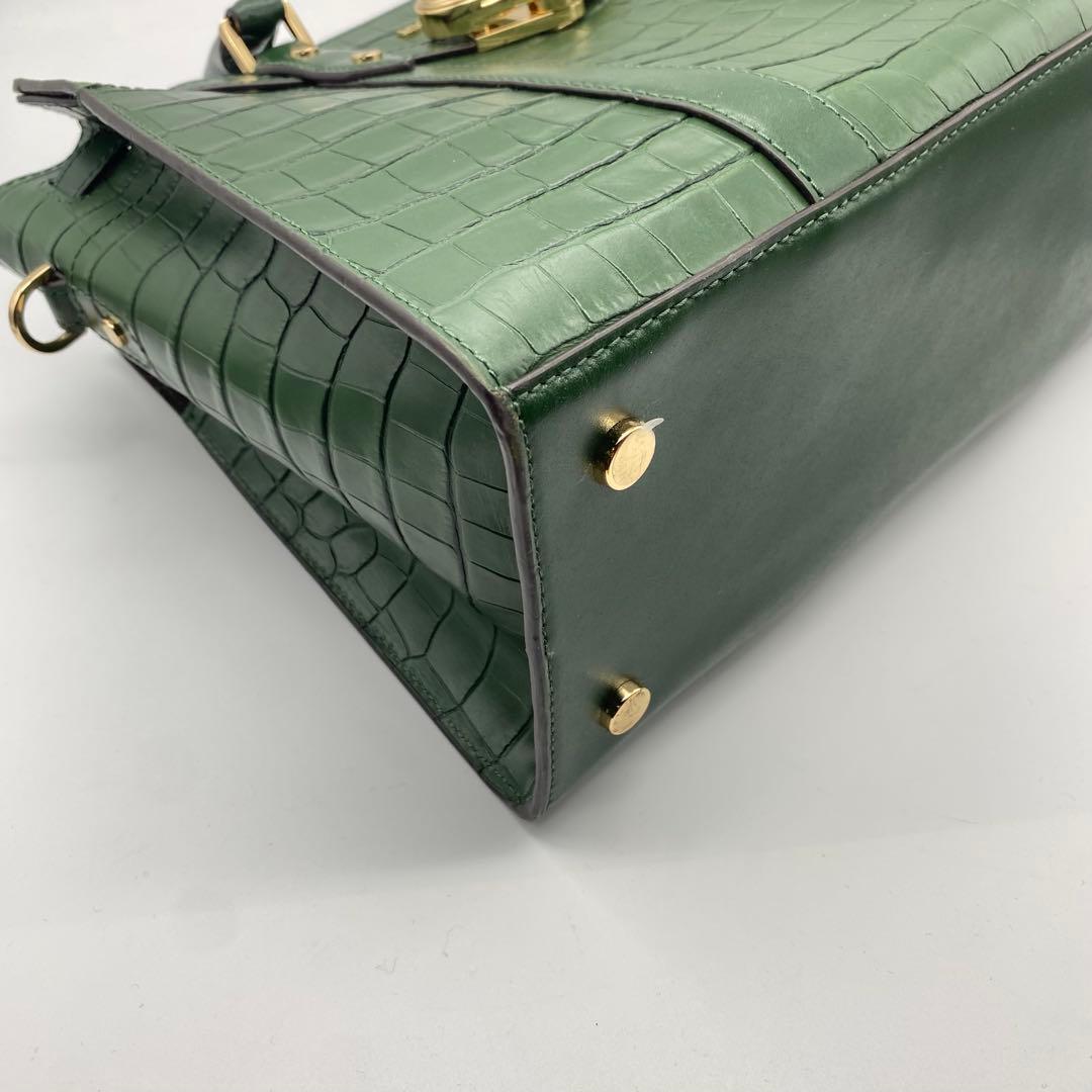 【未使用級】マイケルコース・クロコ型押し・ヌーボーハミルトン・2wayバッグ・緑