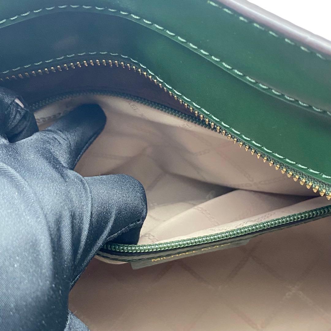 【未使用級】マイケルコース・クロコ型押し・ヌーボーハミルトン・2wayバッグ・緑