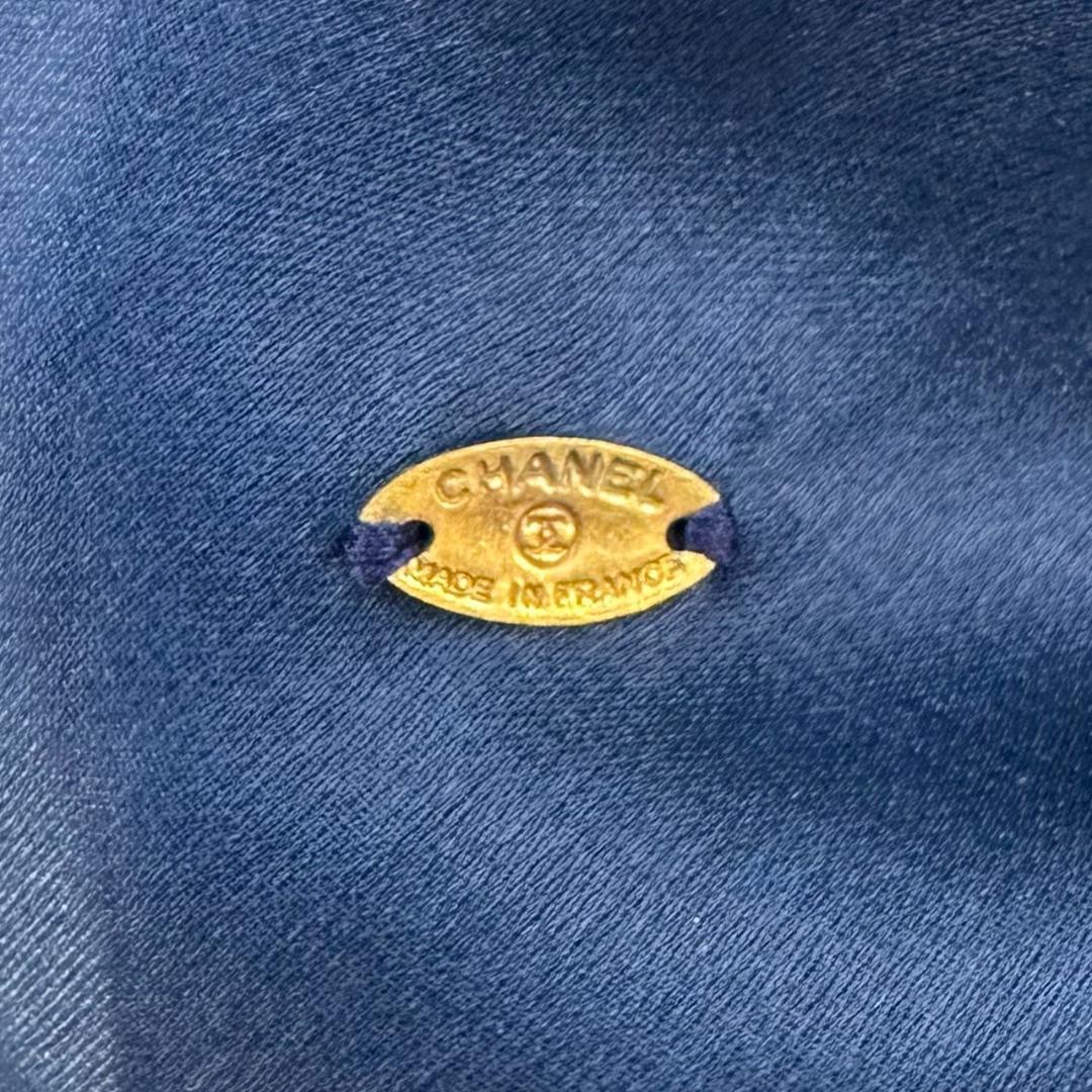 CHANEL シャネル カメリア リボン ヴィンテージ コサージュ ネイビー 白