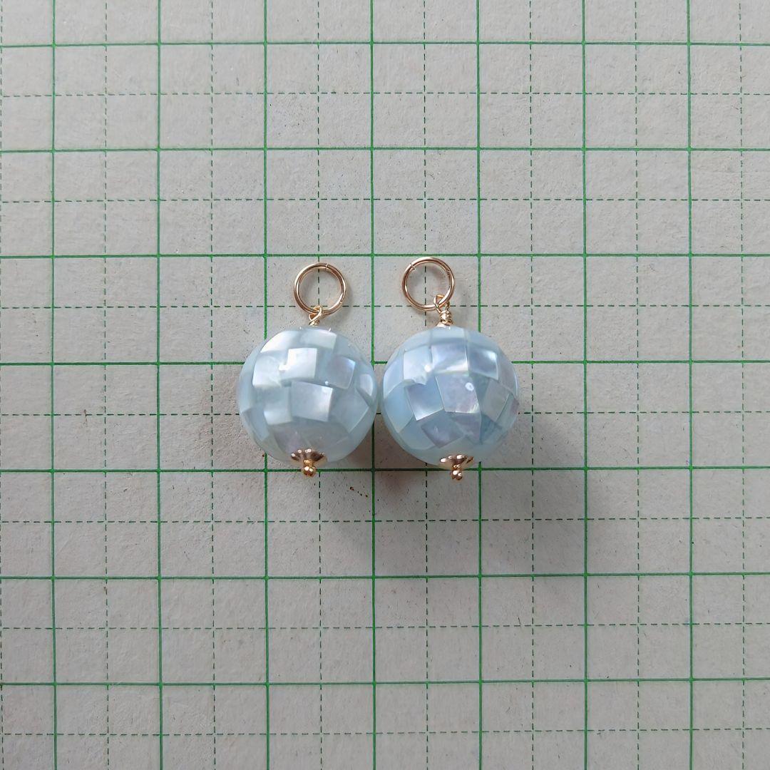 断捨離中ページ》14Kgf❩ モザイクブルーシェルのピアスチャーム