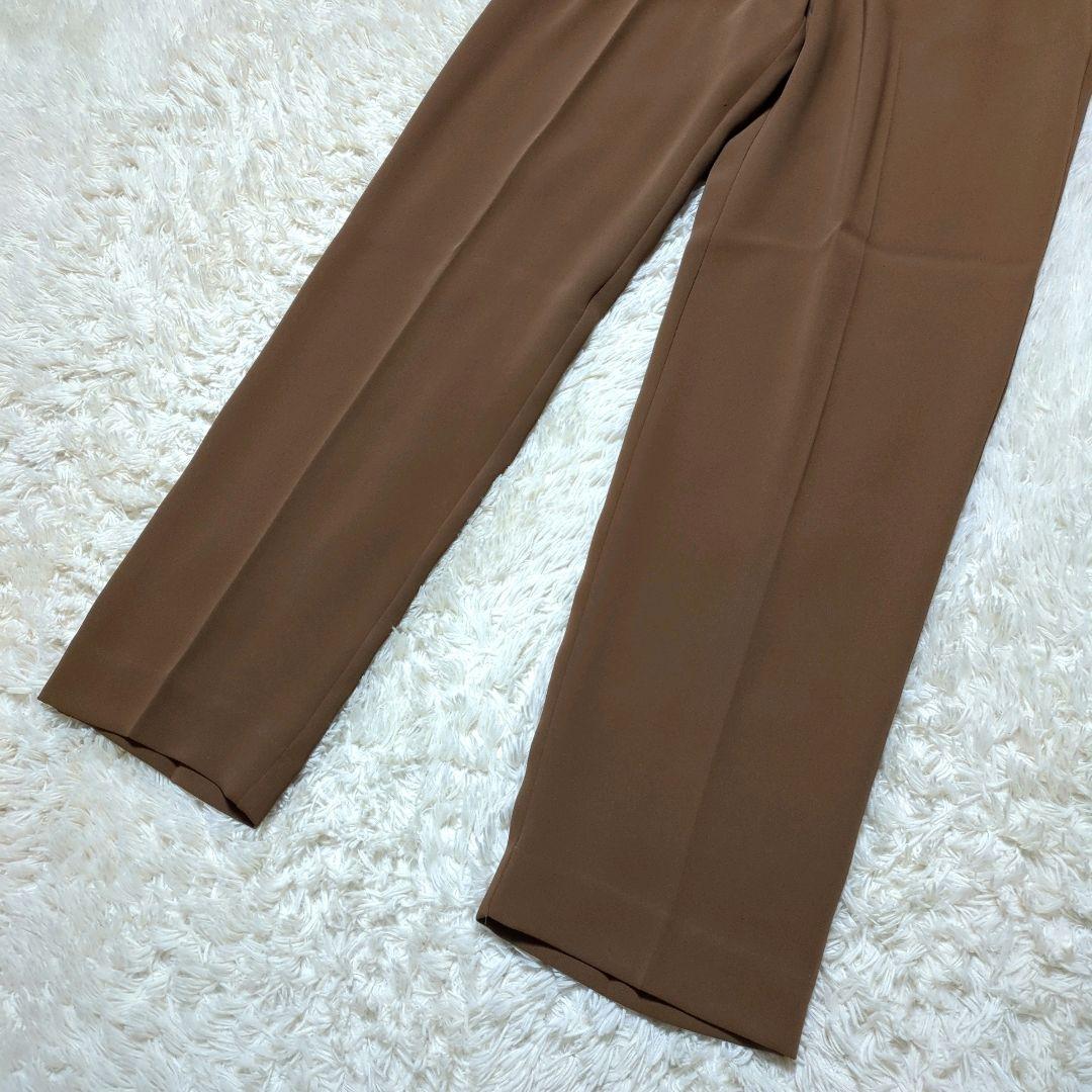 極美品！ROPE　ノーカラーパンツスーツセットアップ　M　ブラウン　ストレッチ