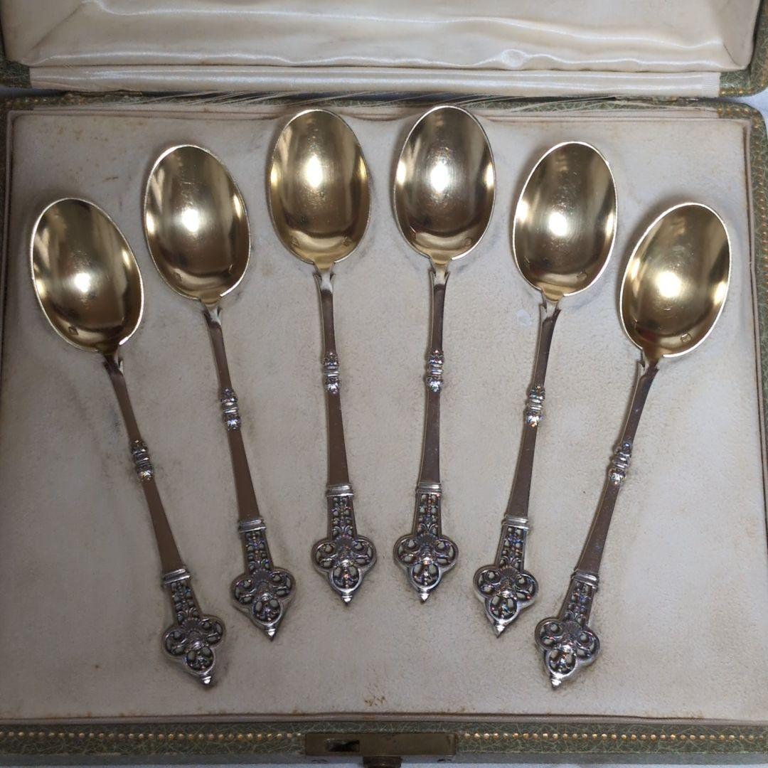 【希少♪】 カルディヤック スプーン 6本セット　ルネサンス　純銀×ヴェルメイユ