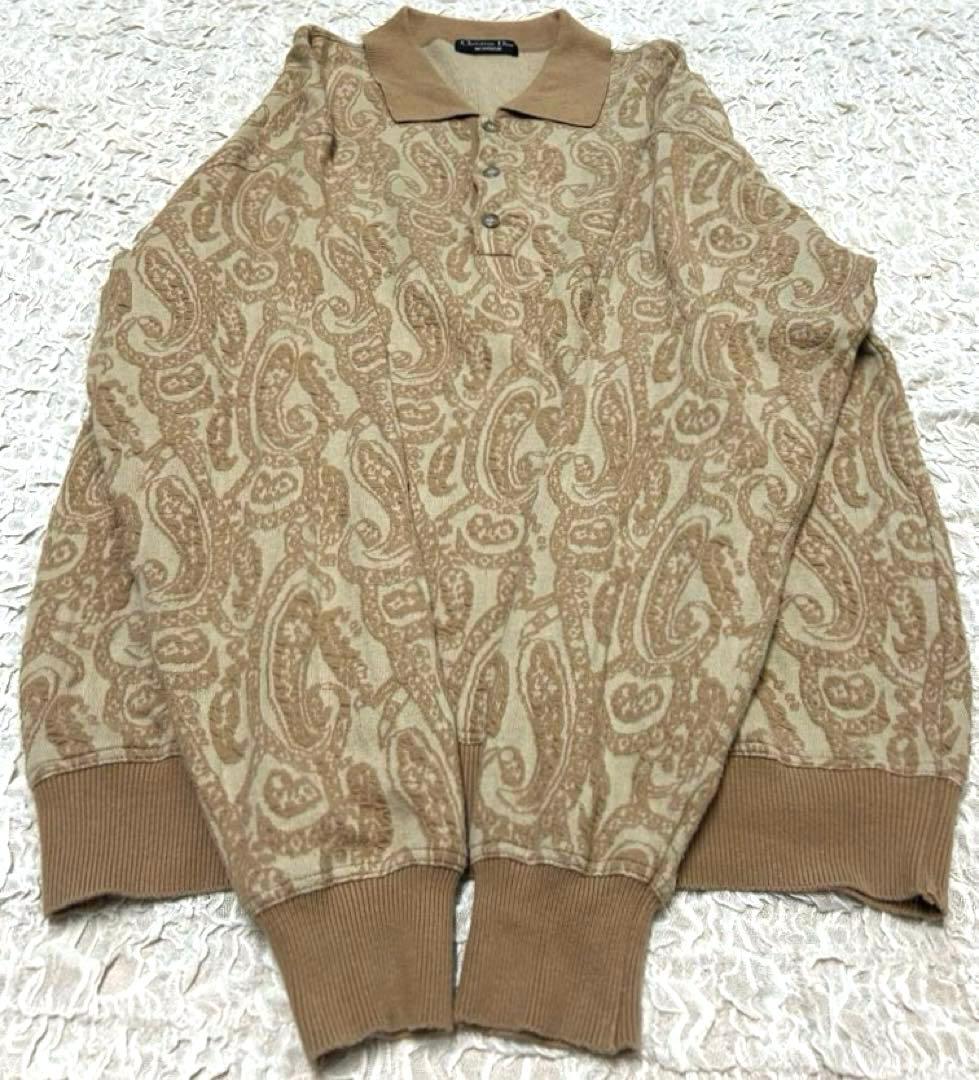 【希少】 Christian Dior コットンニット ペイズリー ポロシャツ