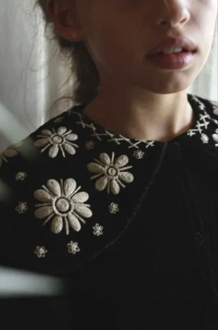 Bonjour diary Black velvet dress 4y ベロア