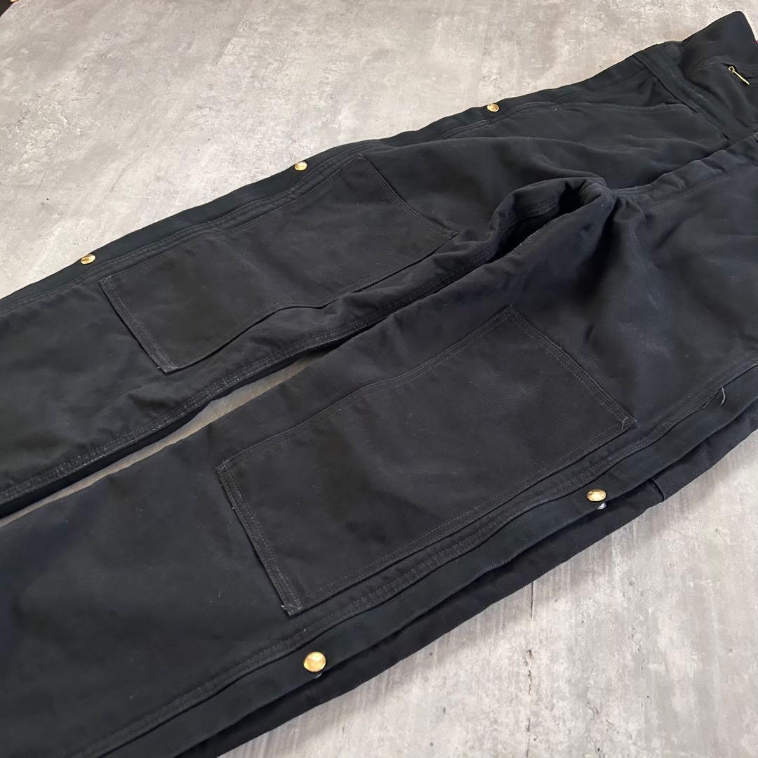 P275【裏地キルティング】【ダブルニー】カーハート オーバーオール 黒 ダック