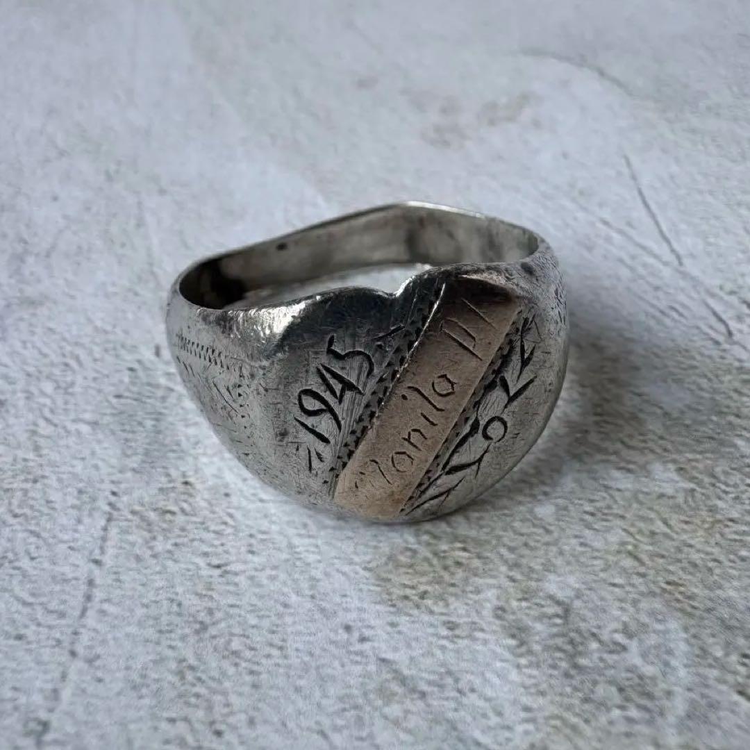 ヴィンテージ US ARMY マニラリング シルバー925 19号 USA製