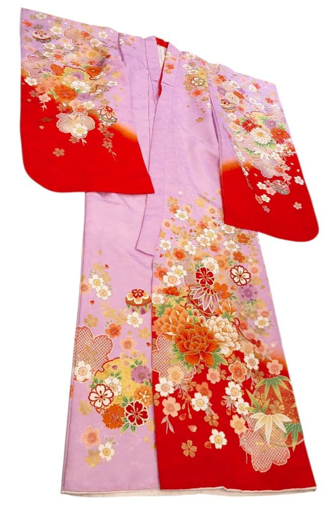 女の子七五三 7歳 四つ身 着物 長襦袢付き 絵羽柄