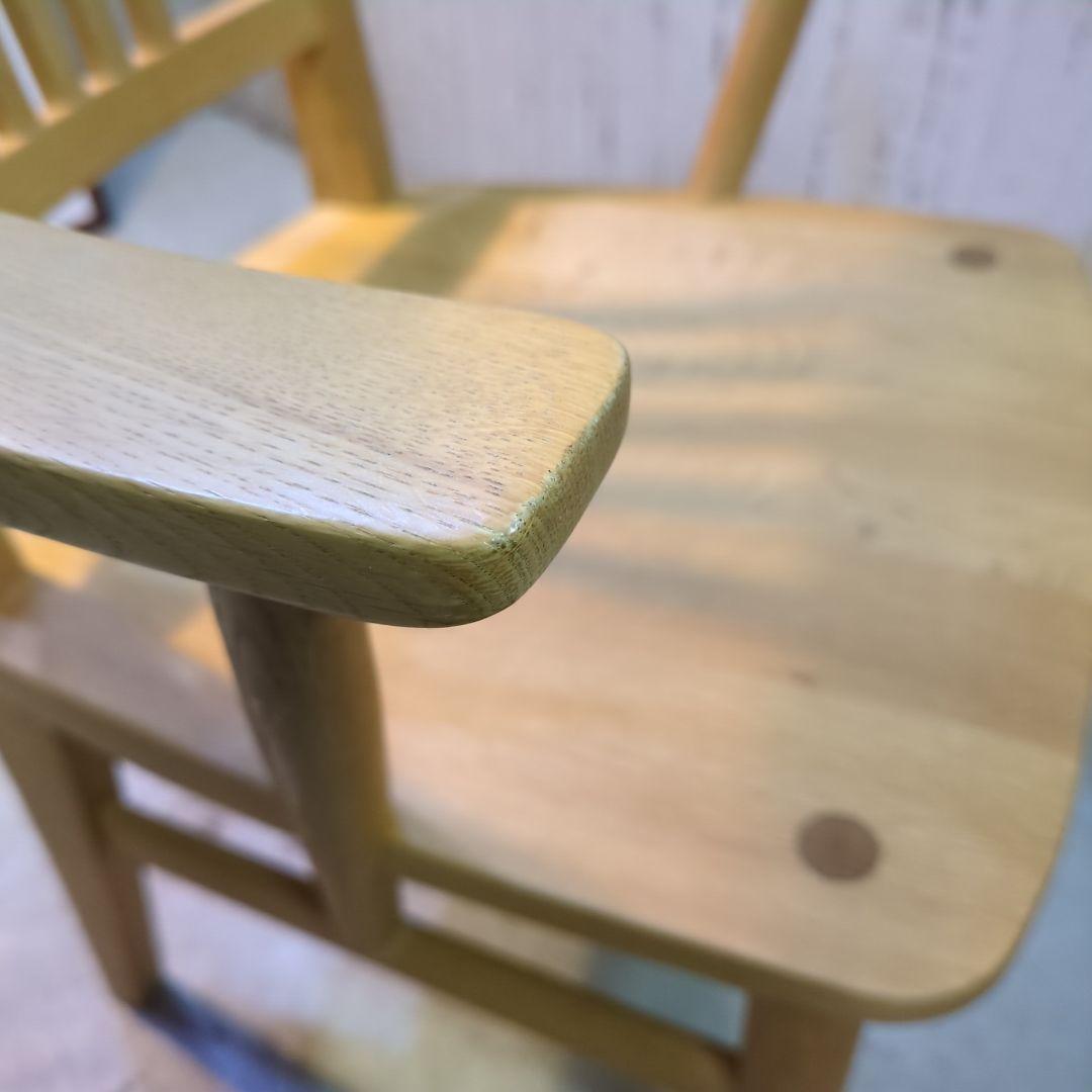 柏木工◆ナラ材　木製アームチェア ナチュラルウッド　オークブラウン　オーク材