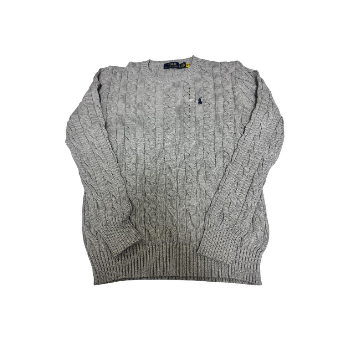美品ポロラルフローレン ケーブルニット グレーS