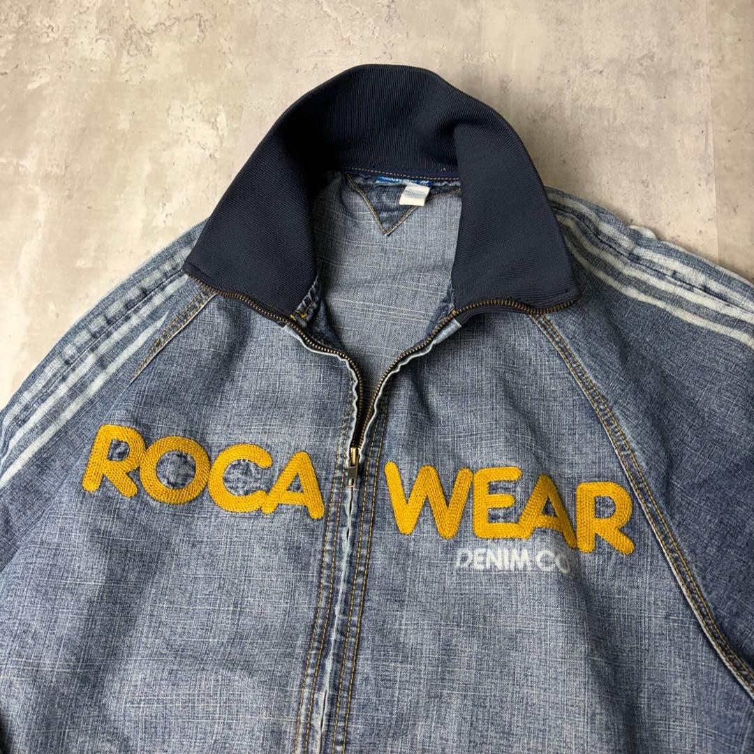 ROCA WEAR 刺繍ロゴ デニム トラックジャケット ブルゾン L ブルー