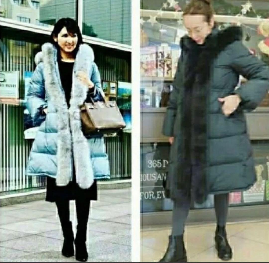 訳あり 極暖 フォックスファー大き目フードMYLAN ダウンコート 極上の着心地