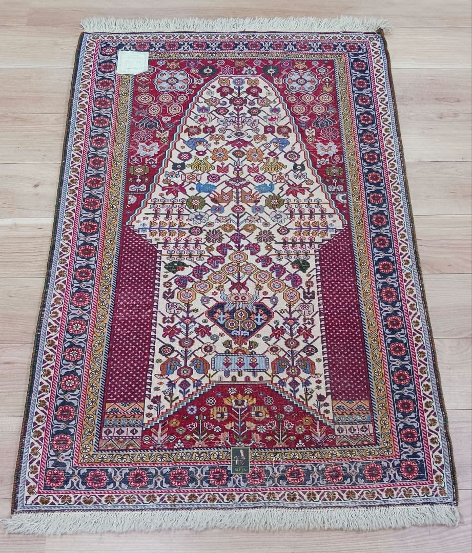 Y2762-1 ペルシャ絨毯 ウール 手織り 122×81㎝ ラグ マット