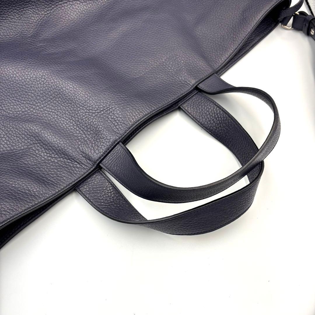 【良品】JIL SANDER レザー トートバッグ 2way ネイビー