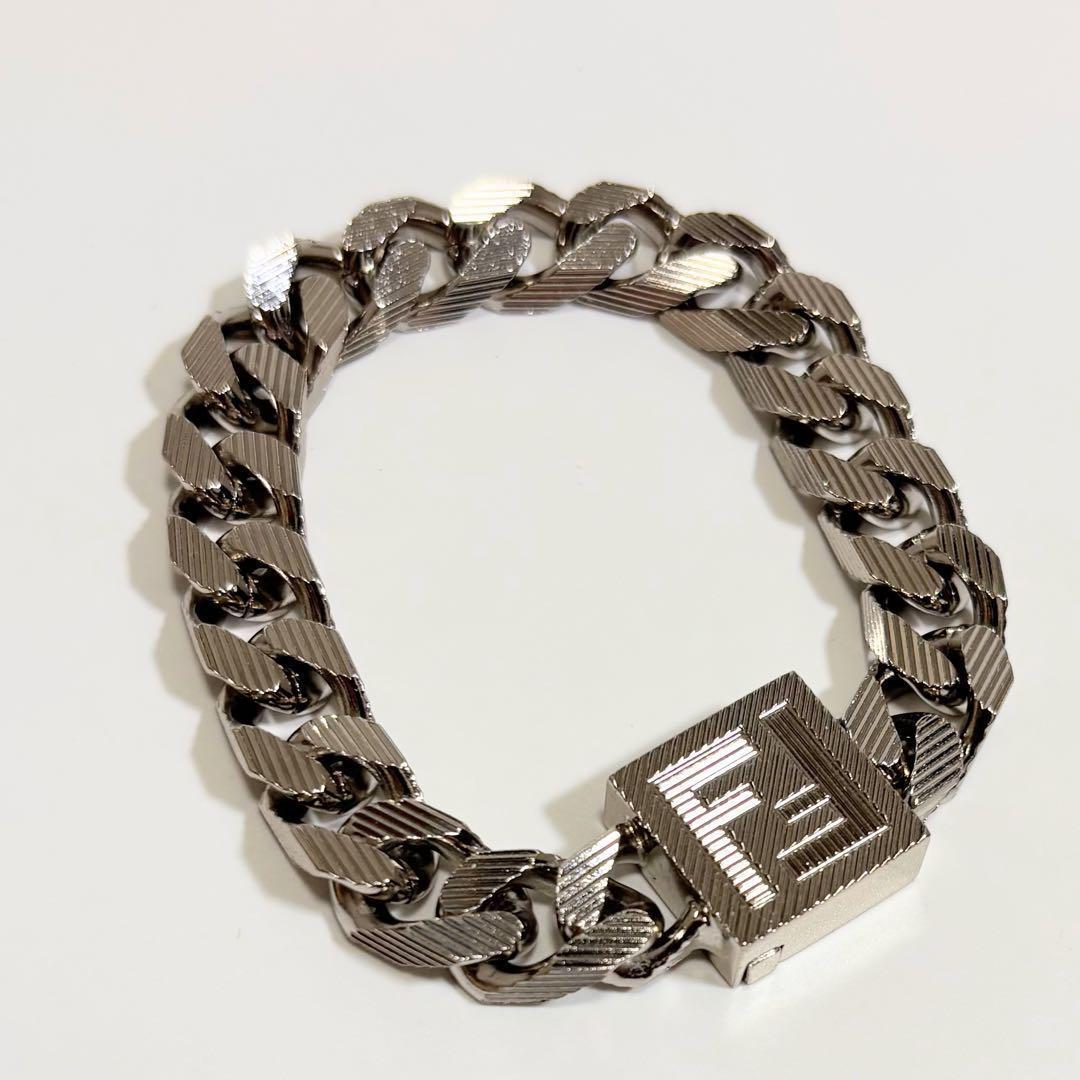 極美品✨フェンディ ブレスレット 喜平 シャドー バングル シルバー S.