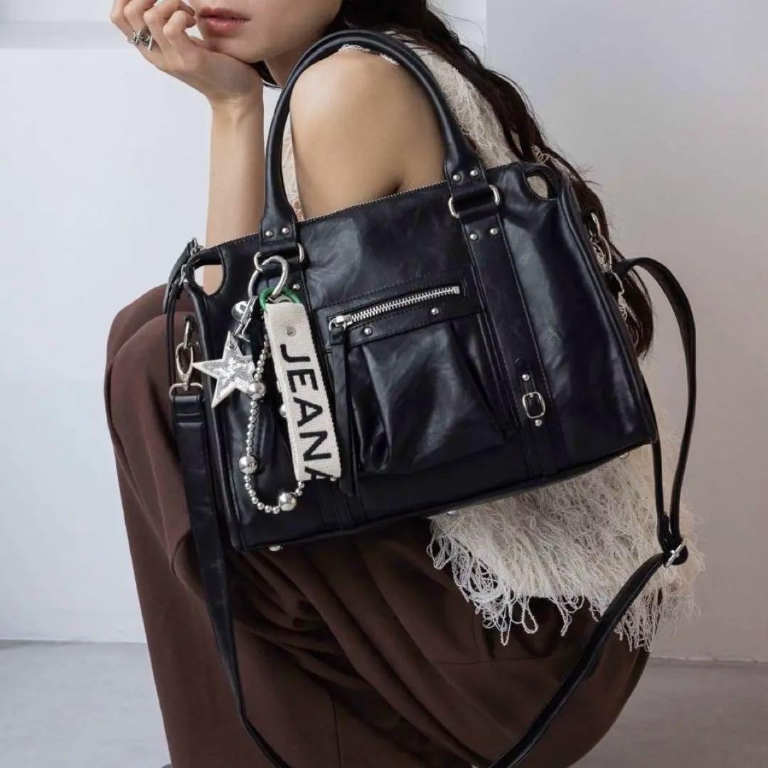 ジーナシス アンティークフェイクレザーボストン ブラック