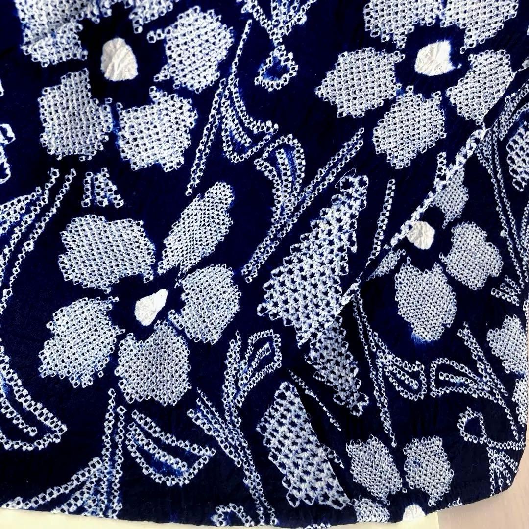 poko 有松絞り・有松鳴海絞り浴衣　手縫い　花繋ぎ　身丈154 No55