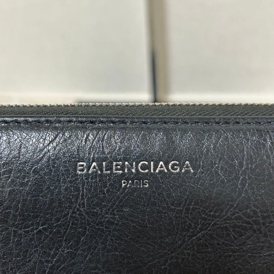 【美品✨エッセンシャル】バレンシアガ　ラウンドジップ　レザー　ブラック　男女兼用