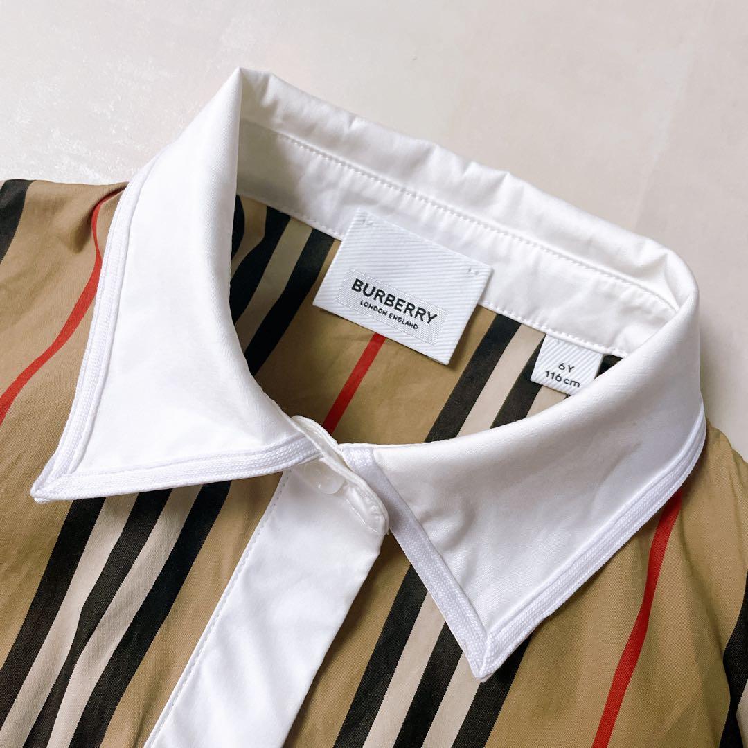 美品✨バーバリー 現行タグ シャツワンピース ストライプ 6Y 116cm