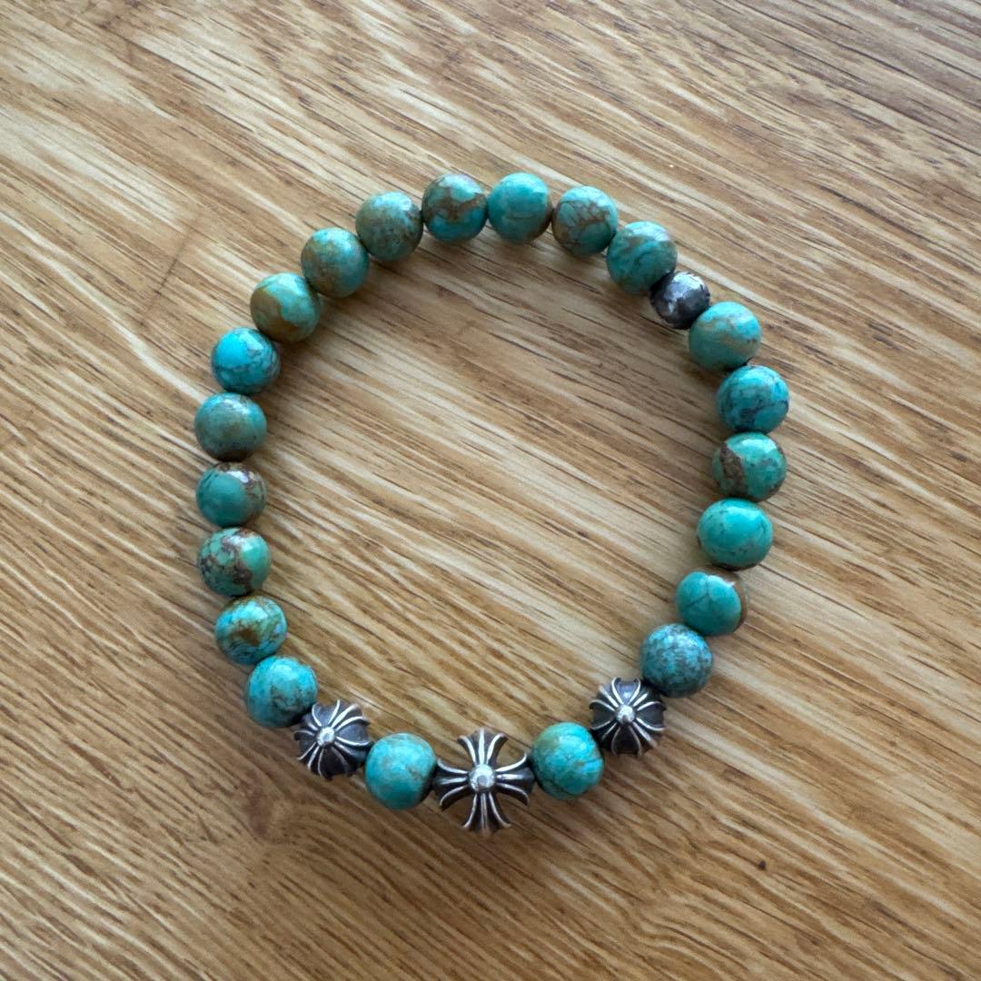 【CHROME HEARTS 】8mmターコイズビーズブレスレット