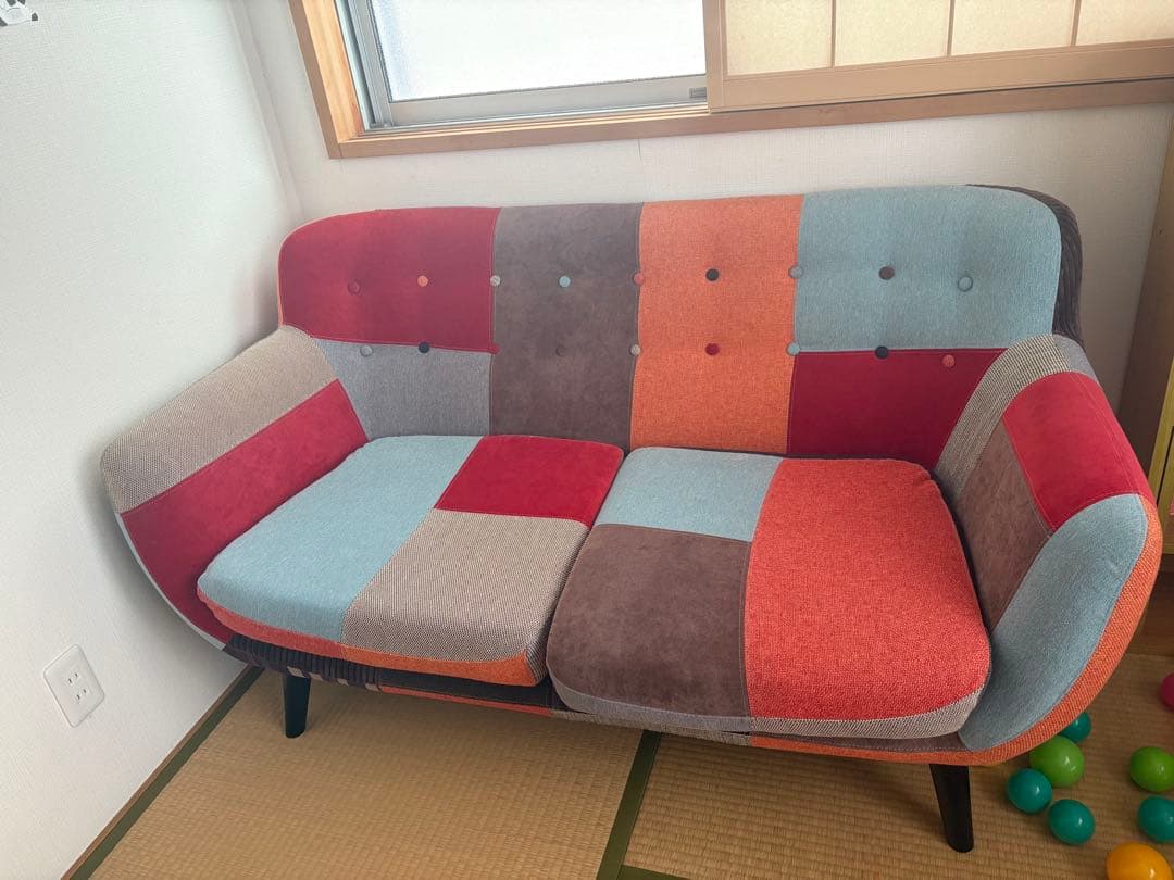 Francfranc フランフラン　パッチワークソファ 2人掛け