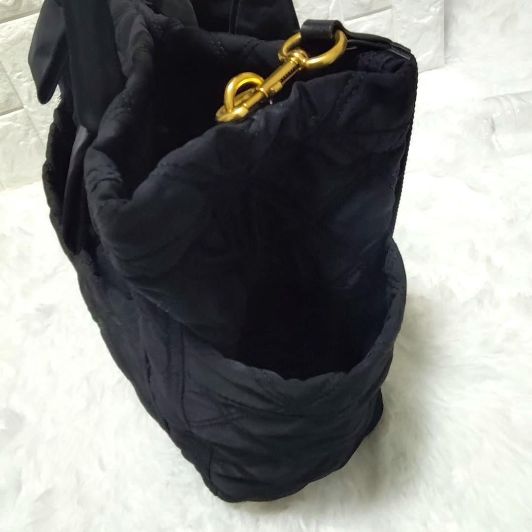 大容量 A4スッポリ2way マザーズバッグ トート キルティング 黒 付属品有