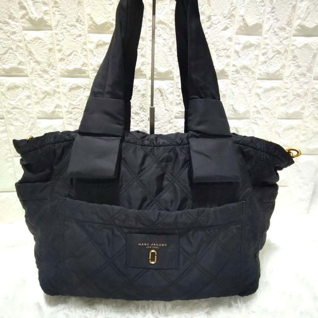 大容量 A4スッポリ2way マザーズバッグ トート キルティング 黒 付属品有