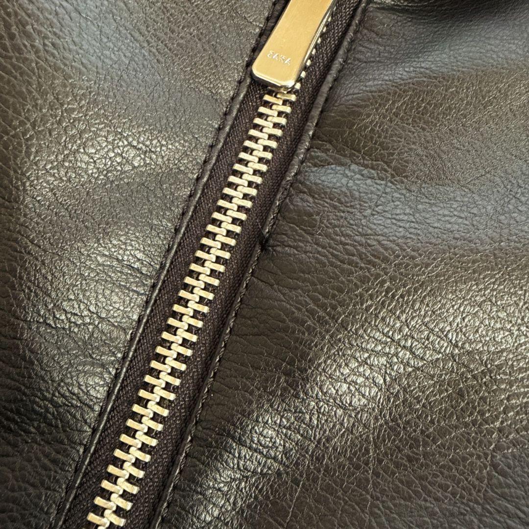 ZARA レオパード 豹柄 フェイクレザー ダブルライダース レザージャケット