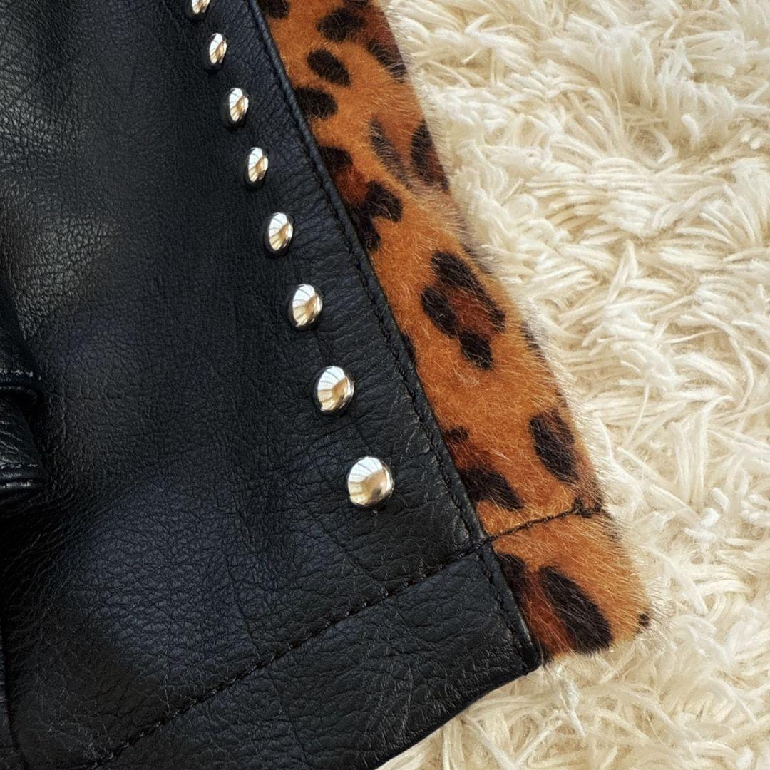 ZARA レオパード 豹柄 フェイクレザー ダブルライダース レザージャケット