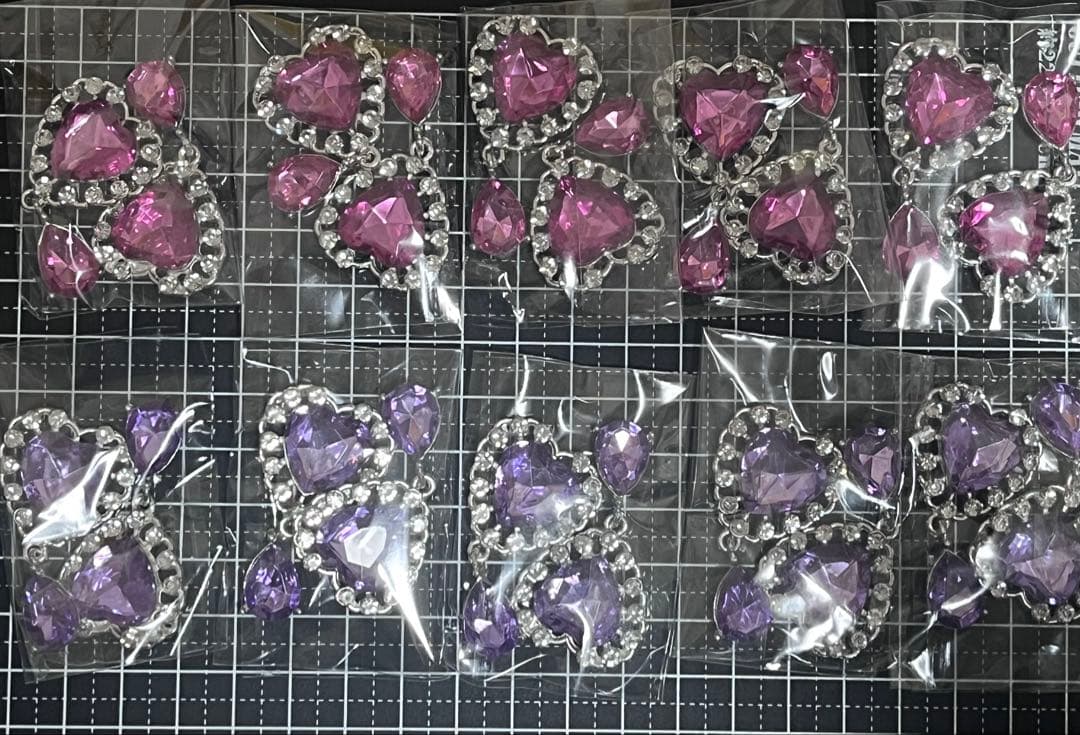 パール ビジュー ハート センター パーツ 藍色 18個