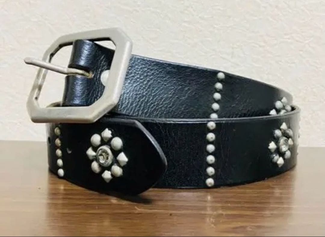 オールドスタッズ　レザーベルト　スタッズレザーベルト　ブラック　HTC