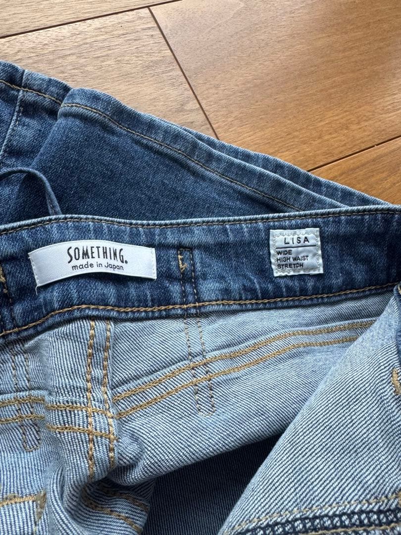 【未使用品】SOMETHING LISA レースアップワイドデニムパンツ　S