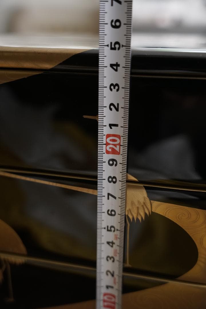 輪島塗　蒔絵師　庄峰　蓬莱蒔絵　四段重箱　重台付