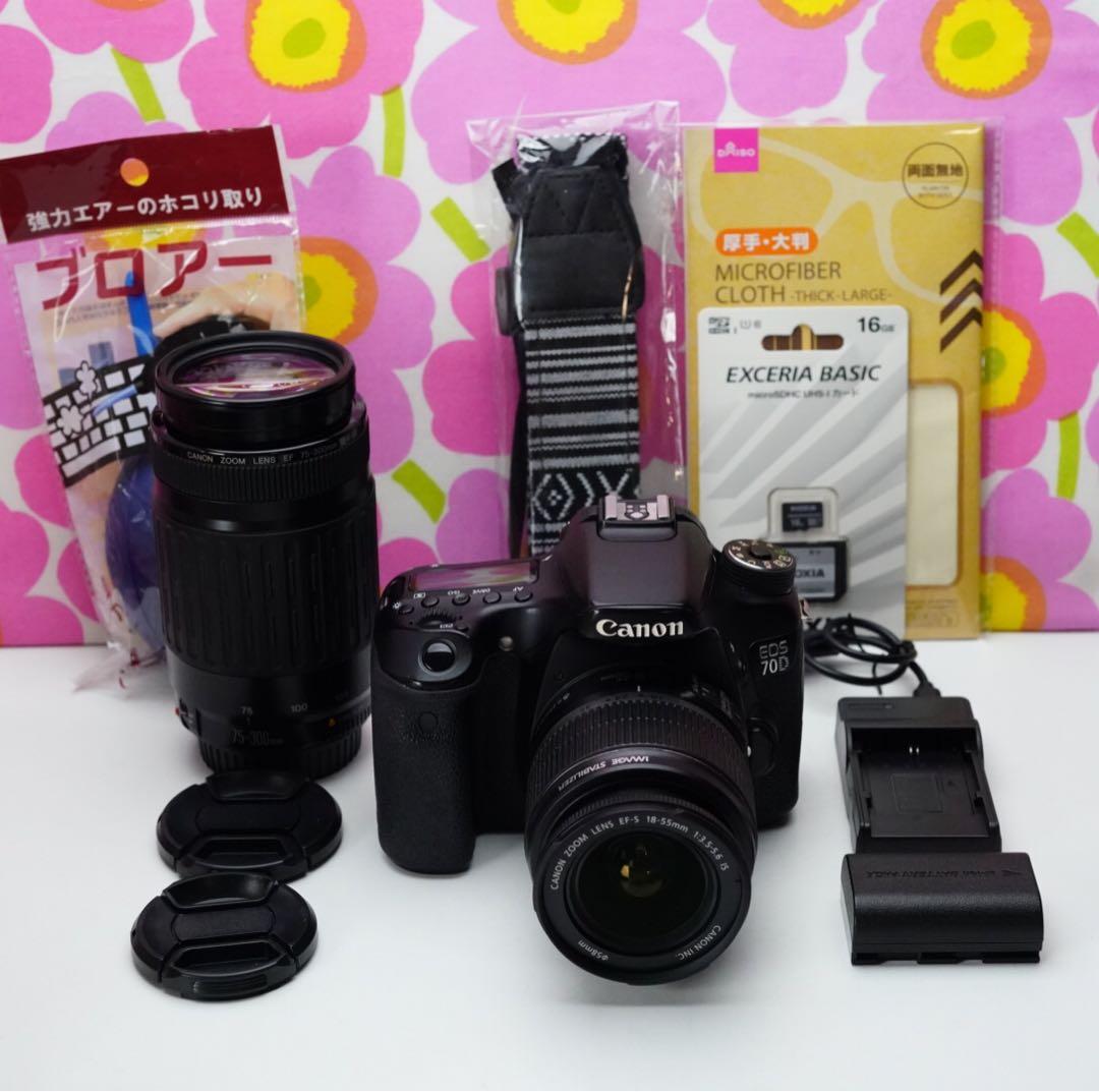 EOS70Dダブルレンセット❤️野球や運動会撮影に❤️Wi-Fiでスマホ写真転送OK