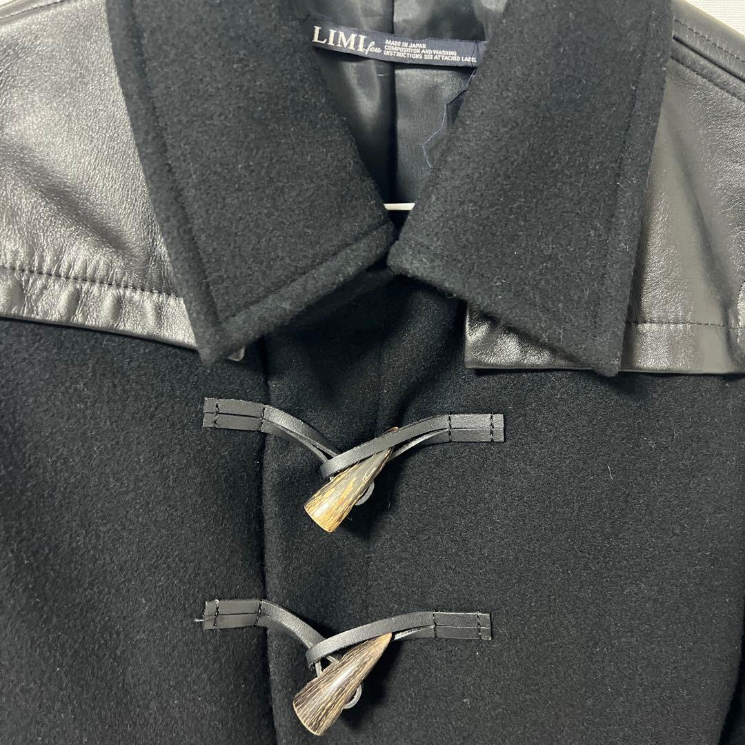 LIMI feu ヨウジヤマモト黒 ウール レザー ダッフルコート