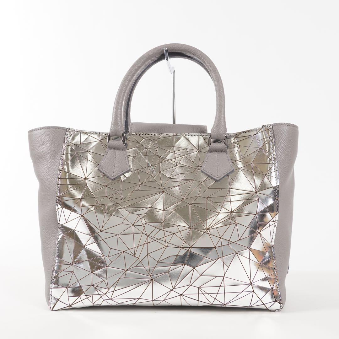 【未使用✨】ADMJ ハンドバッグ タグ付き レザー シルバー×グレー