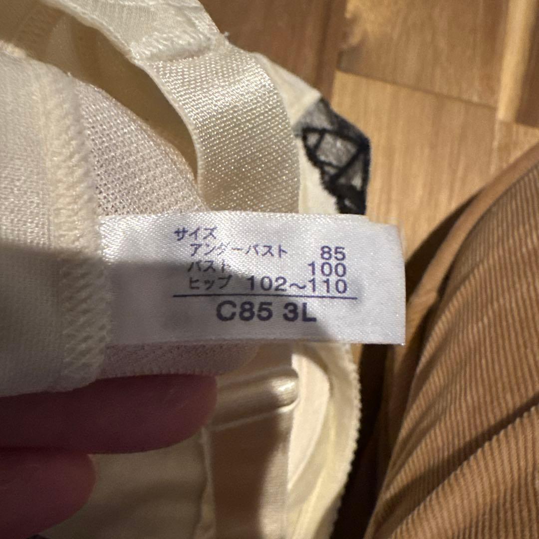 ホワイト/ブラック レース ボディスーツ C85 3L