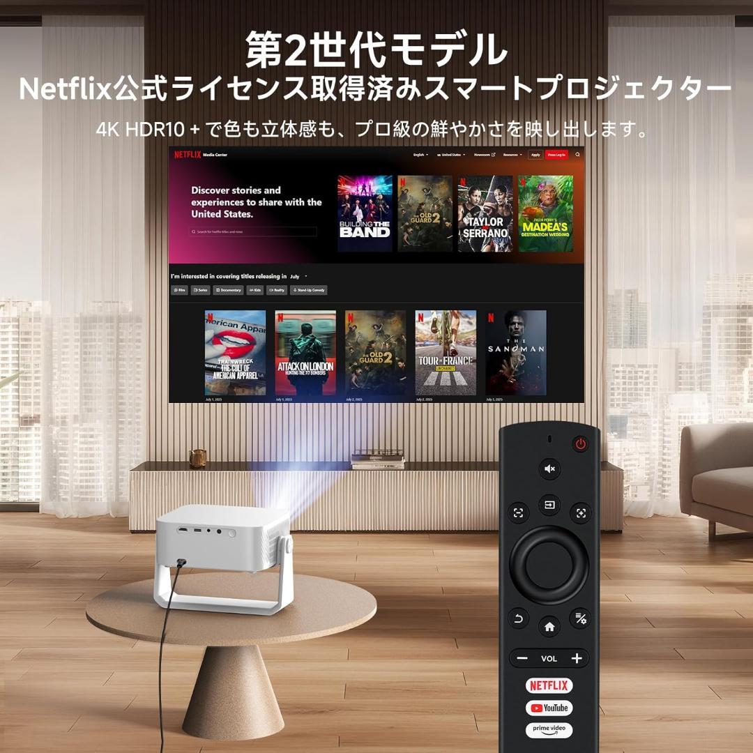 プロジェクター 家庭用 小型 天井投影 1080P 4K対応 オートフォーカス