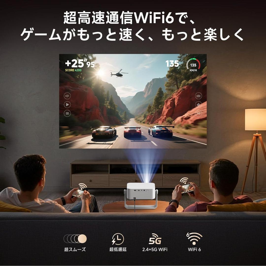 プロジェクター 家庭用 小型 天井投影 1080P 4K対応 オートフォーカス