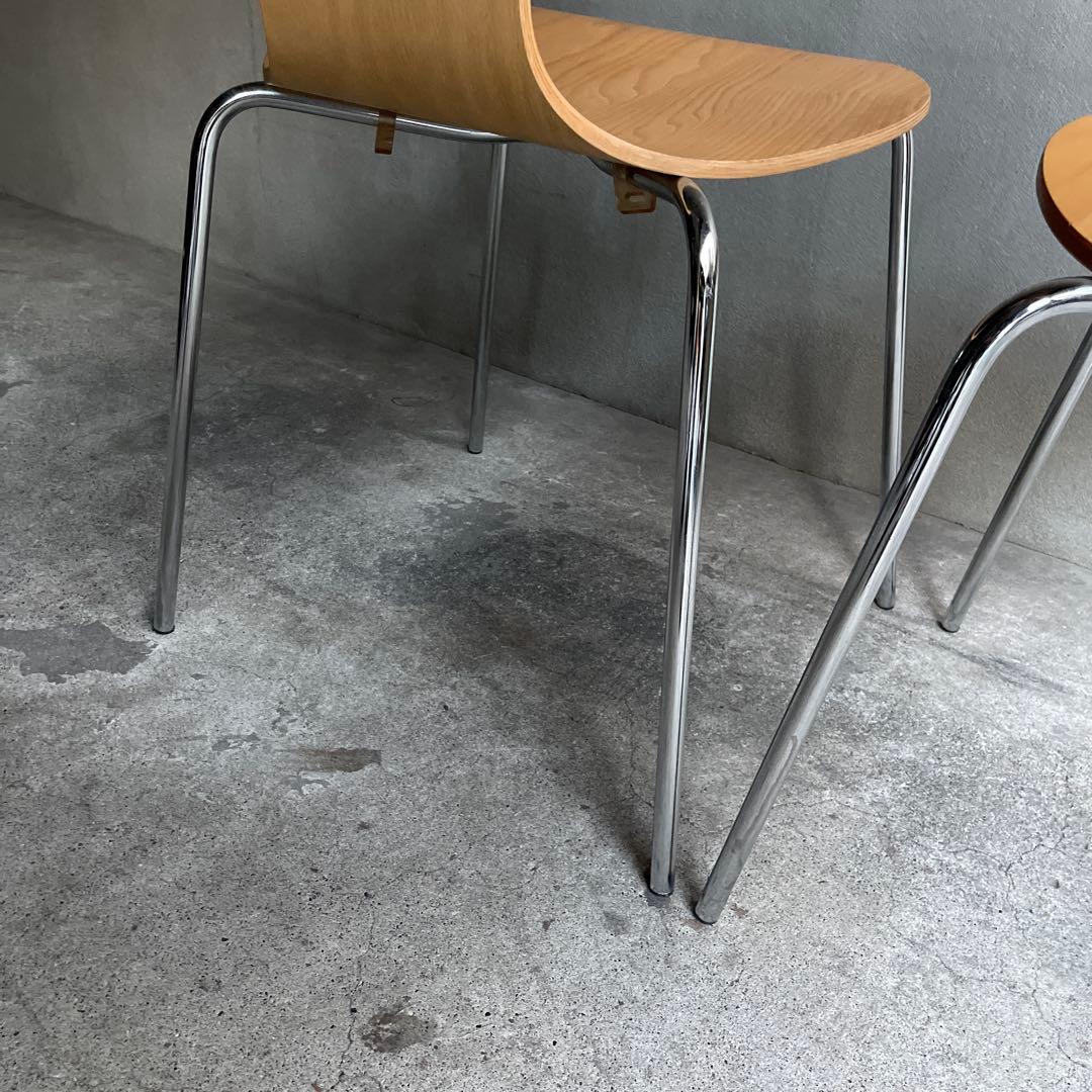 木製 スタッキングチェア 2脚セット