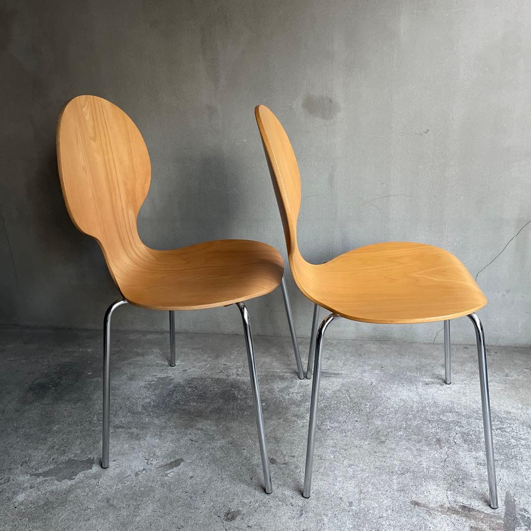 木製 スタッキングチェア 2脚セット