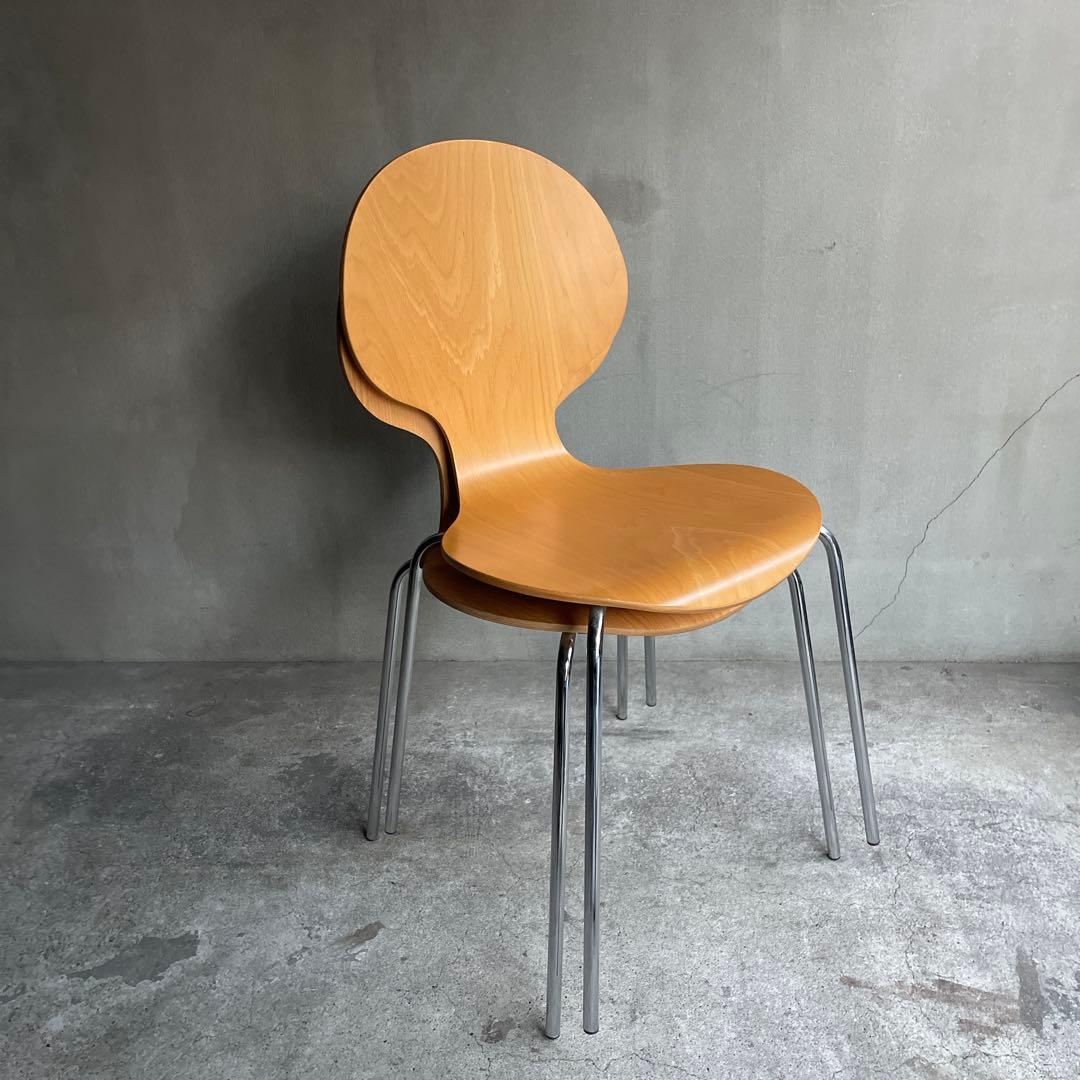 木製 スタッキングチェア 2脚セット