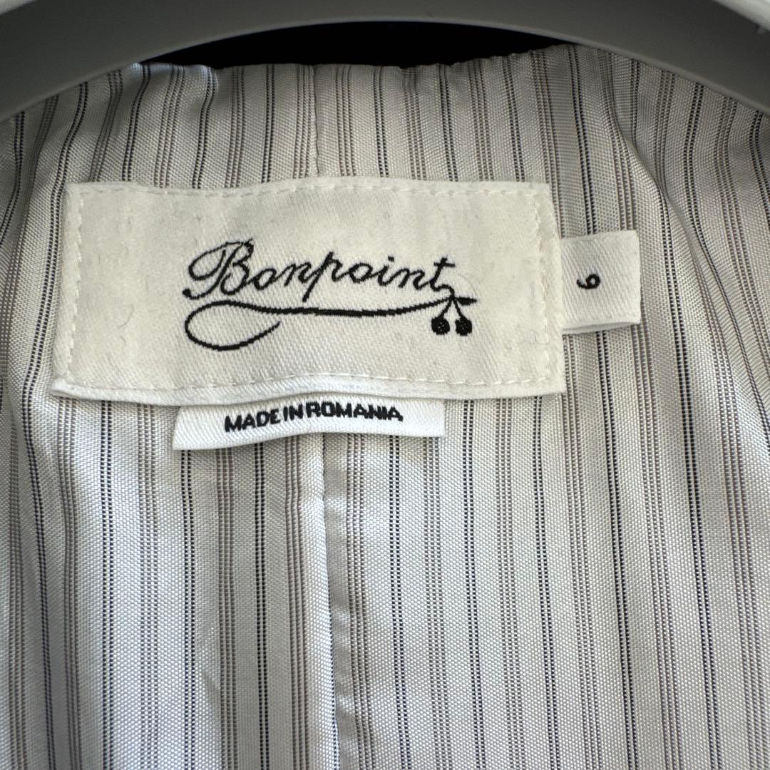 Bonpointネイビー ダブルブレストコート フリル付き6Ａ