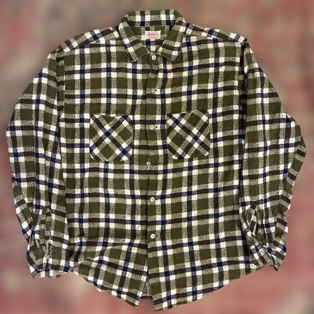 60s brent ブレント　ネルシャツ　プリント　ヘビネル　マチネル　usa